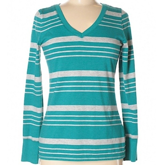 Mossimo Supply Co. Tops - 3/$25 Turquoise‎ Stripe Long Sleeve Shirt-NWT